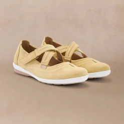 Babies en cuir à pattes croisées, largeur confort