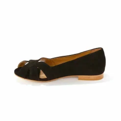 Ballerines à bout ouvert en cuir
