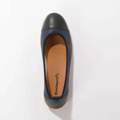 Ballerines en cuir largeur confort, avec empiècements extensibles