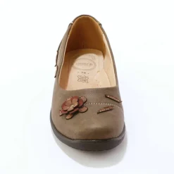 Ballerines fleurs appliquées, largeur confort
