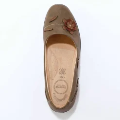 Ballerines fleurs appliquées, largeur confort