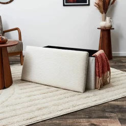 Banc-coffre pliable uni côtelé