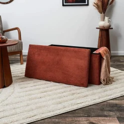 Banc-coffre pliable uni côtelé