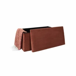 Banc-coffre pliable uni côtelé