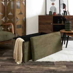 Banc-coffre pliable uni côtelé