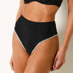 Bas de maillot de bain brodé taille haute