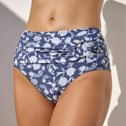 Bas de maillot de bain taille haute drapé imprimé Saglia