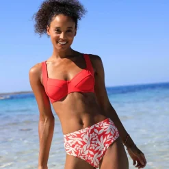 Bas de maillot de bain taille haute imprimé Linao