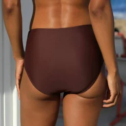 Bas de maillot de bain taille haute uni - effet drapé