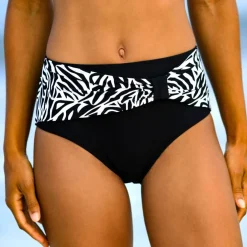 Bas de maillot de bain taille haute uni - effet drapé