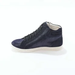 Basket montantes zippées en cuir souple effet irisé