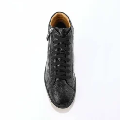 Basket montantes zippées en cuir souple effet texturé