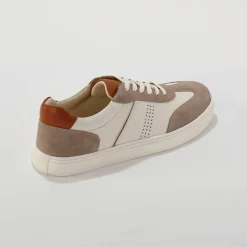 Baskets compensées cuir bi-matière à lacets