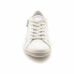 Baskets cuir lacées et zippées - blanc