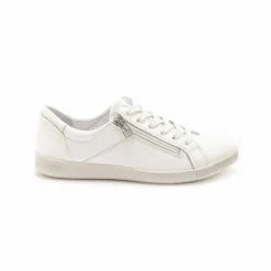 Baskets cuir lacées et zippées - blanc