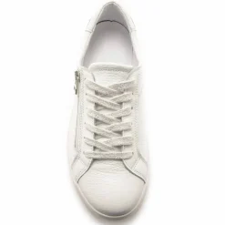 Baskets cuir lacées et zippées - blanc