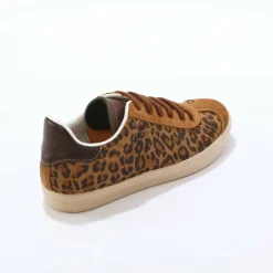 Baskets vintage croûte de cuir imprimé léopard
