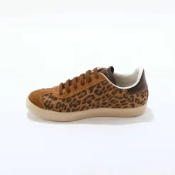 Baskets vintage croûte de cuir imprimé léopard