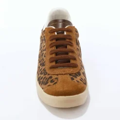 Baskets vintage croûte de cuir imprimé léopard