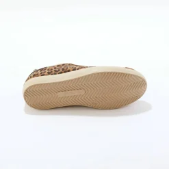 Baskets vintage croûte de cuir imprimé léopard