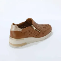 Baskets zippées compensées en cuir