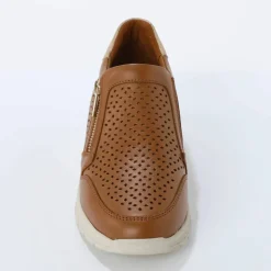 Baskets zippées compensées en cuir