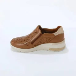 Baskets zippées compensées en cuir