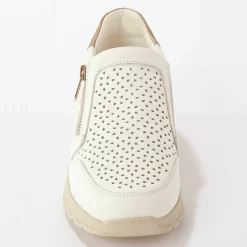 Baskets zippées compensées en cuir