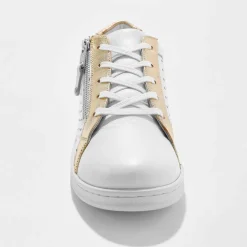 Baskets zippées en cuir perforé