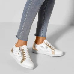 Baskets zippées en cuir perforé