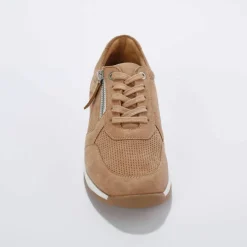 Baskets zippées en cuir souple à semelle bimatière