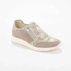 Baskets zippées spécial pieds sensibles en tissu extensible