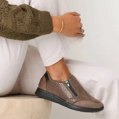 Baskets zippées spécial pieds sensibles en tissu extensible