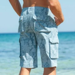 Bermuda sergé imprimé feuillage