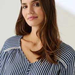 Blouse ample imprimée manches 3/4 pagodes