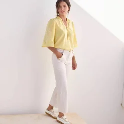 Blouse ample, manches 3/4 brodées