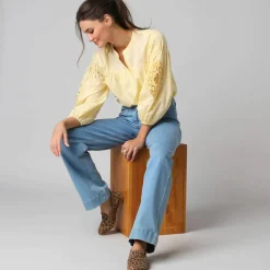 Blouse ample manches 7/8è brodées