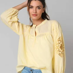 Blouse ample manches 7/8è brodées