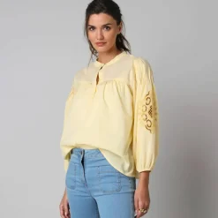 Blouse ample manches 7/8è brodées