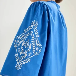 Blouse ample, manches 3/4 brodées