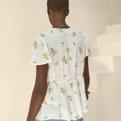 Blouse à basque imprimée