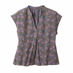 Blouse col tunisien sans manches, crépon