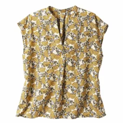 Blouse col tunisien sans manches, crépon