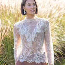 Blouse dentelle volantée
