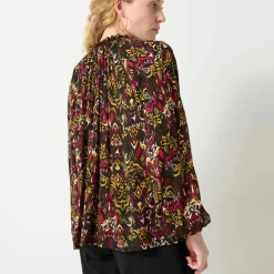 Blouse en voile crépon imprimée ethnnique