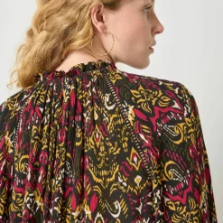 Blouse en voile crépon imprimée ethnnique