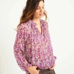 Blouse en voile imprimé tachiste