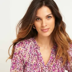 Blouse en voile imprimé tachiste