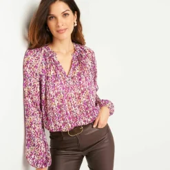 Blouse en voile imprimé tachiste