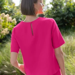 Blouse fluide col V manches courtes, unie